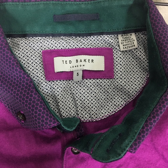 Ted Baker Purple Joe Joe Print Collar Polo Shirt - Picture 6 of 13